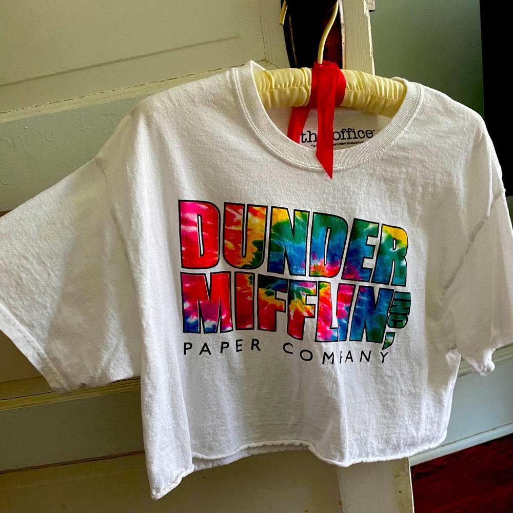 “The Office” rainbow Dundee Mifflin crop top